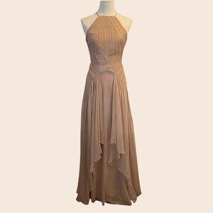 ASOS Blush Pink Halter Neck Ruched Maxi Dress Size 4